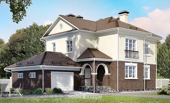 190-002-Л Проект двухэтажного дома, гараж, красивый домик из теплоблока Фурманов | Проекты домов от House Expert