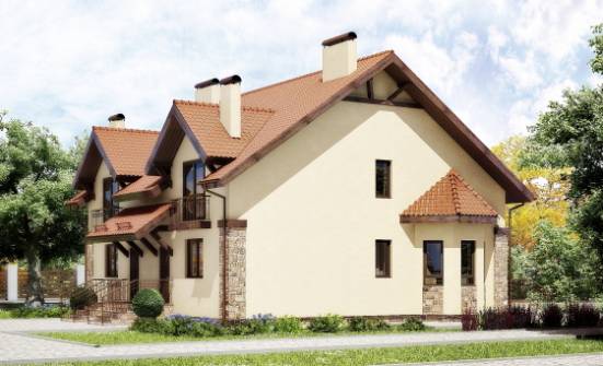 240-001-П Проект двухэтажного дома с мансардой, просторный коттедж из пеноблока Приволжск | Проекты домов от House Expert