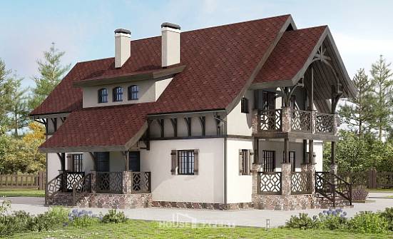 180-014-П Проект двухэтажного дома с мансардой, бюджетный коттедж из поризованных блоков Кинешма | Проекты домов от House Expert