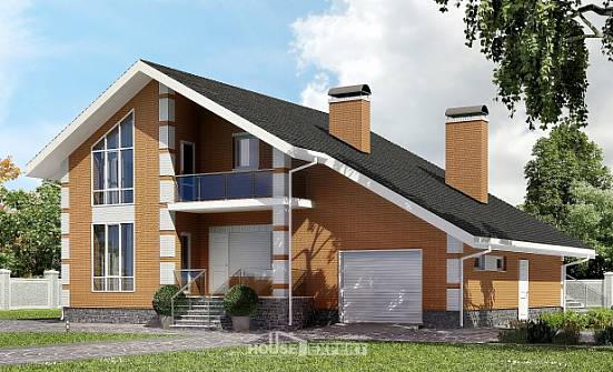 190-006-П Проект двухэтажного дома мансардный этаж и гаражом, красивый загородный дом из газобетона Вичуга | Проекты домов от House Expert