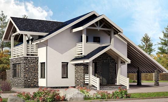 155-010-П Проект двухэтажного дома мансардой и гаражом, простой загородный дом из блока Шуя | Проекты домов от House Expert