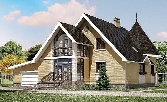 250-001-Л Проект двухэтажного дома мансардой, гараж, современный дом из газосиликатных блоков Тейково | Проекты домов от House Expert