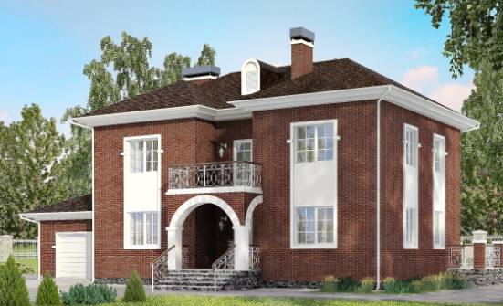 180-006-Л Проект двухэтажного дома и гаражом, просторный коттедж из кирпича Тейково | Проекты домов от House Expert