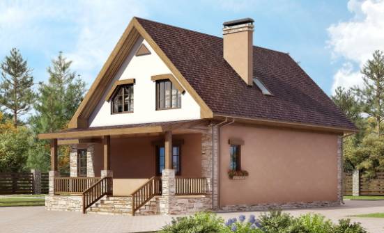 140-002-П Проект двухэтажного дома с мансардой, современный домик из твинблока Вичуга | Проекты домов от House Expert