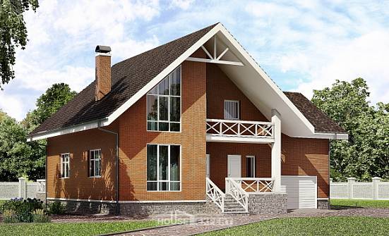 215-001-П Проект двухэтажного дома с мансардным этажом, гараж, простой домик из керамзитобетонных блоков Кинешма | Проекты домов от House Expert