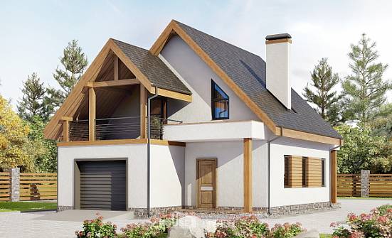 120-005-П Проект двухэтажного дома мансардой и гаражом, бюджетный домик из пеноблока Приволжск | Проекты домов от House Expert