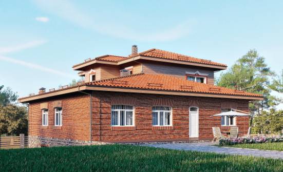 380-002-Л Проект трехэтажного дома и гаражом, просторный загородный дом из кирпича Вичуга | Проекты домов от House Expert