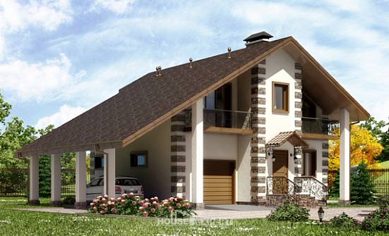 150-003-Л Проект двухэтажного дома мансардой и гаражом, доступный домик из дерева Шуя | Проекты домов от House Expert