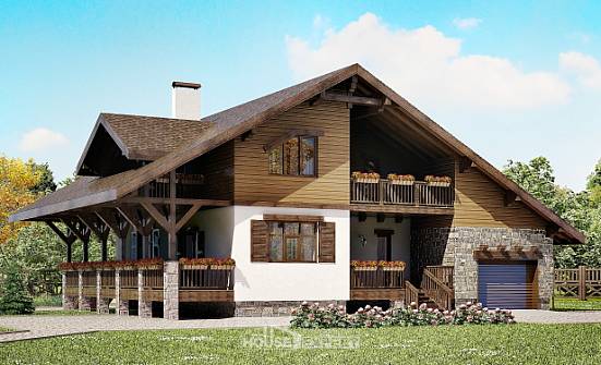 220-005-П Проект двухэтажного дома с мансардой, гараж, красивый дом из кирпича Тейково | Проекты домов от House Expert