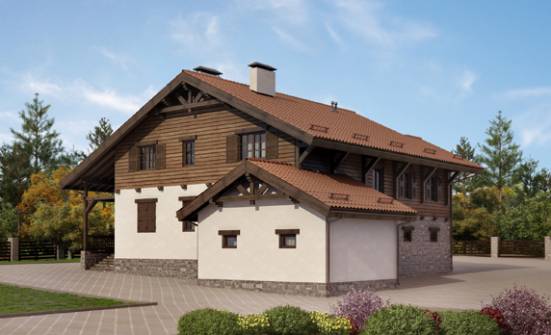 255-002-Л Проект двухэтажного дома мансардой и гаражом, просторный коттедж из бризолита Вичуга | Проекты домов от House Expert