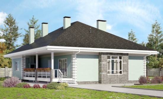 135-003-Л Проект одноэтажного дома, доступный коттедж из бризолита Кинешма | Проекты домов от House Expert