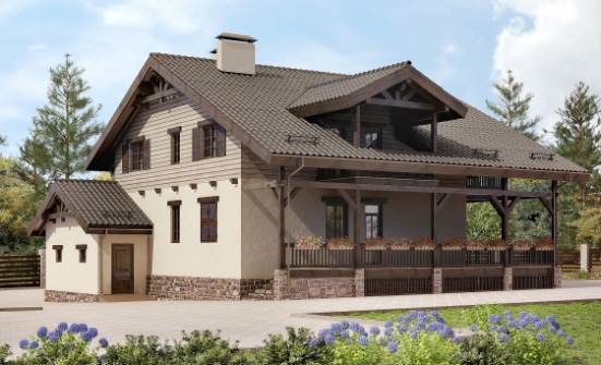 255-002-П Проект двухэтажного дома мансардой и гаражом, большой дом из теплоблока Вичуга | Проекты домов от House Expert