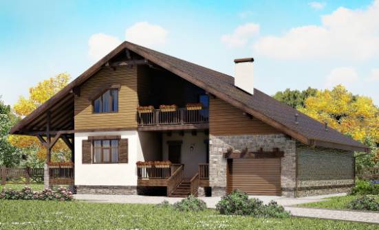 220-005-П Проект двухэтажного дома с мансардой, гараж, красивый дом из кирпича Тейково | Проекты домов от House Expert
