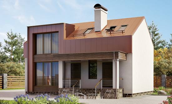 120-004-Л Проект двухэтажного дома с мансардным этажом, красивый домик из бризолита Иваново | Проекты домов от House Expert