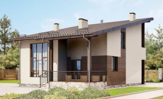 140-005-Л Проект двухэтажного дома с мансардой, современный загородный дом из керамзитобетонных блоков Вичуга | Проекты домов от House Expert