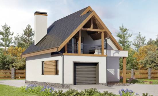 120-005-П Проект двухэтажного дома мансардой и гаражом, бюджетный домик из пеноблока Приволжск | Проекты домов от House Expert