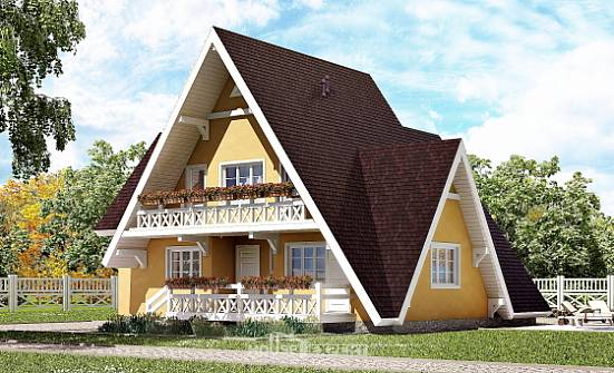 155-008-П Проект двухэтажного дома с мансардой, бюджетный коттедж из бревен Вичуга | Проекты домов от House Expert