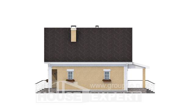 130-004-П Проект двухэтажного дома с мансардой, бюджетный загородный дом из пеноблока Кинешма, House Expert