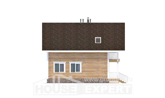 130-001-П Проект двухэтажного дома с мансардой, простой коттедж из бревен, Иваново