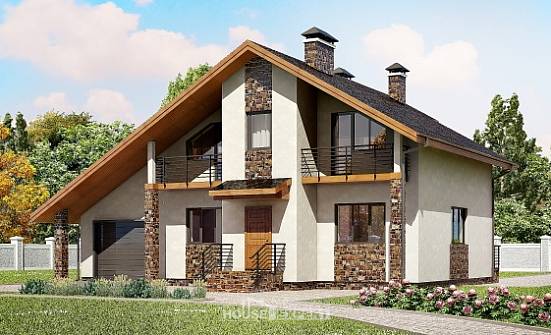 180-008-Л Проект двухэтажного дома мансардой, гараж, простой домик из блока, Шуя