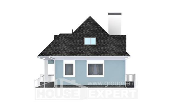 110-001-Л Проект двухэтажного дома мансардой, компактный загородный дом из газобетона Иваново, House Expert