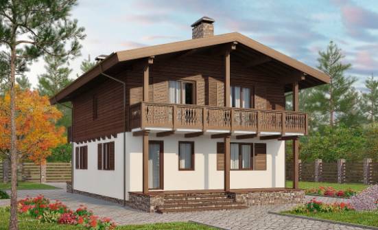150-016-Л Проект двухэтажного дома с мансардой, скромный домик из блока, Иваново