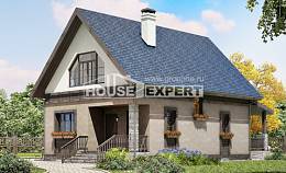 130-003-П Проект двухэтажного дома мансардой, бюджетный загородный дом из арболита Фурманов, House Expert