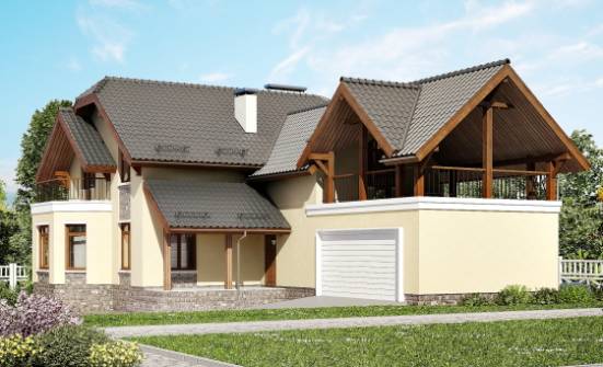 255-003-П Проект трехэтажного дома мансардный этаж и гаражом, простой домик из твинблока Вичуга | Проекты домов от House Expert