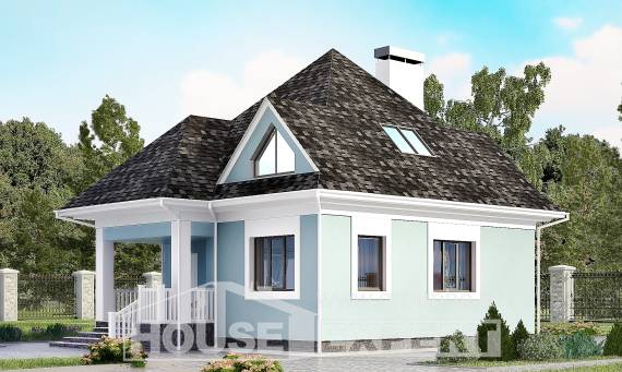 110-001-Л Проект двухэтажного дома мансардой, экономичный домик из теплоблока Приволжск, House Expert
