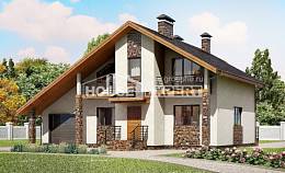 180-008-Л Проект двухэтажного дома мансардный этаж, гараж, уютный загородный дом из керамзитобетонных блоков, Фурманов