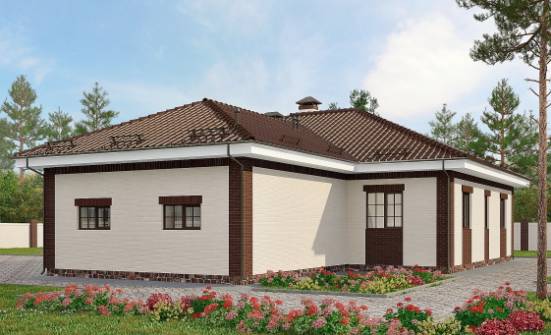 160-015-П Проект одноэтажного дома и гаражом, бюджетный загородный дом из теплоблока Тейково | Проекты домов от House Expert