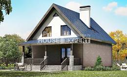 130-003-П Проект двухэтажного дома мансардой, красивый домик из блока Фурманов, House Expert