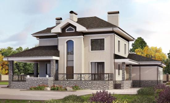 365-001-Л Проект трехэтажного дома и гаражом, современный загородный дом из кирпича Иваново | Проекты домов от House Expert