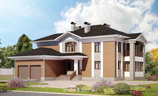 520-002-Л Проект трехэтажного дома и гаражом, большой дом из арболита, Кинешма