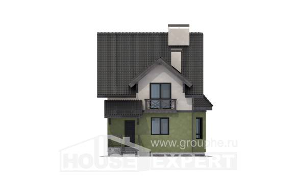 120-003-П Проект двухэтажного дома мансардный этаж, бюджетный дом из бризолита Приволжск, House Expert