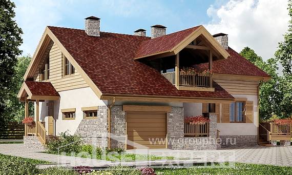 165-002-П Проект двухэтажного дома мансардный этаж и гаражом, классический коттедж из арболита Приволжск, House Expert