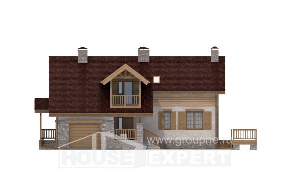 165-002-П Проект двухэтажного дома с мансардным этажом и гаражом, доступный дом из газобетона Кинешма, House Expert