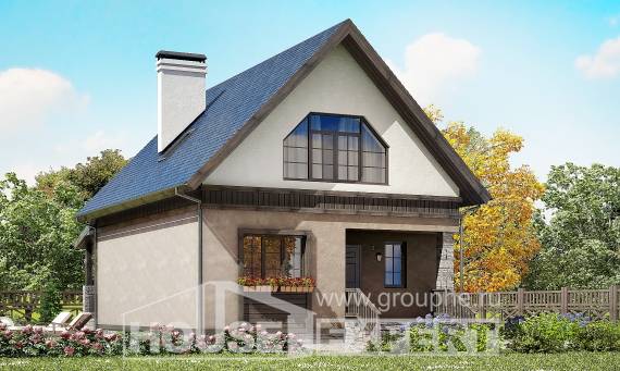 130-003-П Проект двухэтажного дома с мансардным этажом, красивый домик из блока Приволжск, House Expert