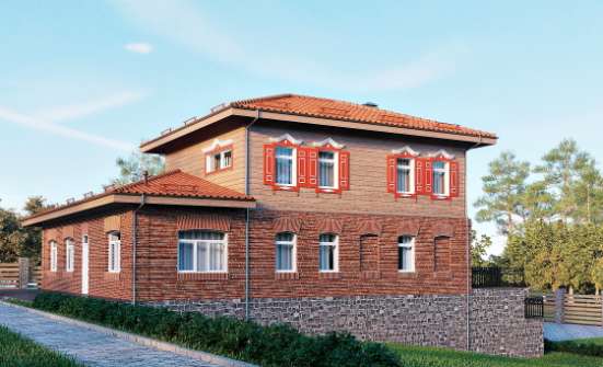 380-002-Л Проект трехэтажного дома и гаражом, просторный загородный дом из кирпича Вичуга | Проекты домов от House Expert