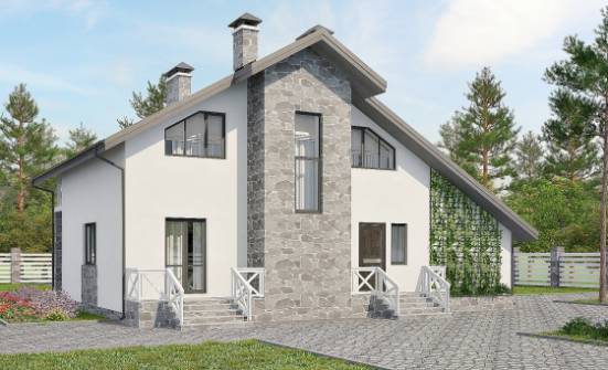 180-017-Л Проект двухэтажного дома мансардный этаж и гаражом, средний загородный дом из арболита, Вичуга