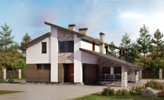 200-010-П Проект двухэтажного дома мансардный этаж и гаражом, современный домик из теплоблока, Кинешма