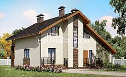 180-008-Л Проект двухэтажного дома с мансардным этажом и гаражом, классический дом из твинблока, Фурманов