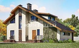 180-008-Л Проект двухэтажного дома с мансардным этажом и гаражом, классический дом из газосиликатных блоков, Тейково