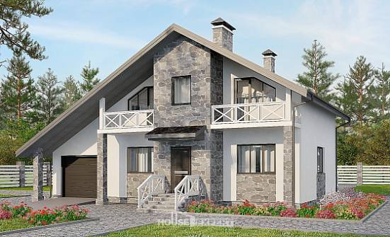 180-017-Л Проект двухэтажного дома мансардой, гараж, просторный домик из бризолита Фурманов | Проекты домов от House Expert