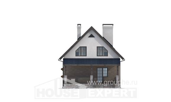 130-003-П Проект двухэтажного дома с мансардным этажом, бюджетный коттедж из керамзитобетонных блоков Фурманов, House Expert
