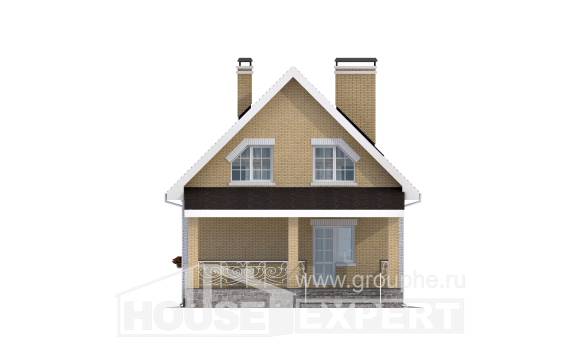 130-004-П Проект двухэтажного дома с мансардным этажом, компактный загородный дом из газосиликатных блоков Тейково, House Expert