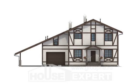 250-002-Л Проект двухэтажного дома мансардой и гаражом, уютный домик из кирпича Приволжск, House Expert