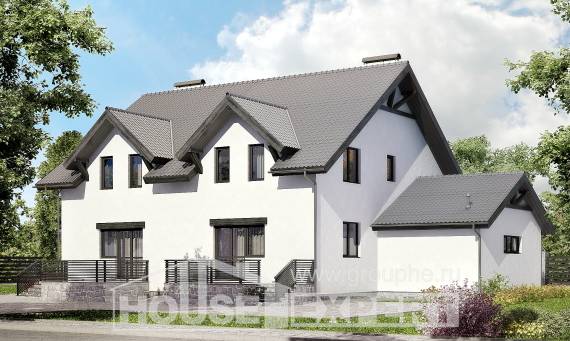 290-003-П Проект двухэтажного дома с мансардным этажом, уютный коттедж из пеноблока Приволжск, House Expert