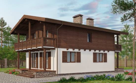 150-016-Л Проект двухэтажного дома с мансардой, скромный домик из блока, Иваново