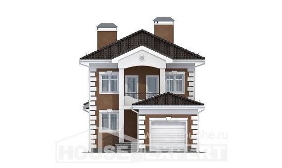 150-006-П Проект двухэтажного дома, гараж, классический загородный дом из арболита, Вичуга